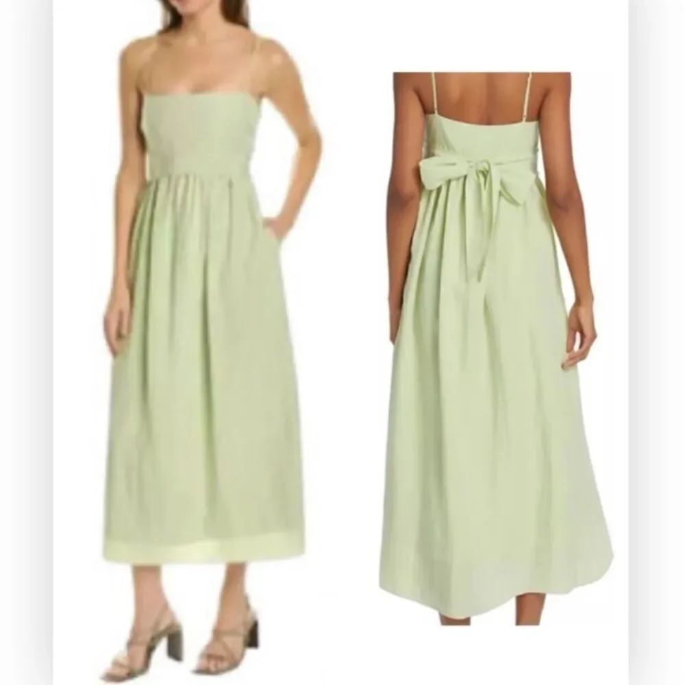 Vince Bow-Back Pleated Maxi Dress NWT Medium Sweet Grass $425